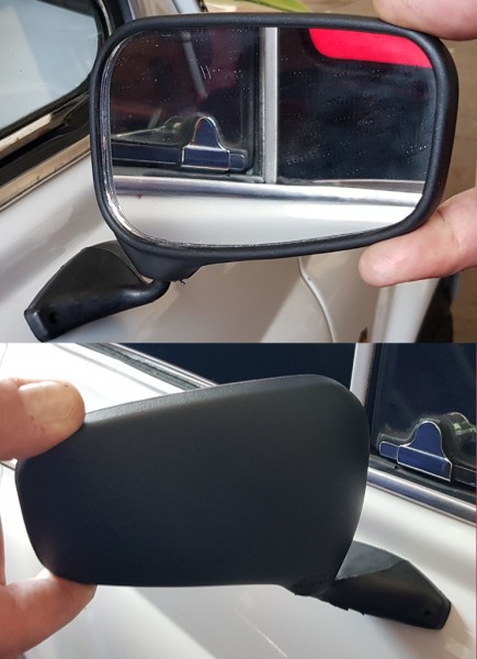 Außenspiegel rechts schwarz Kunststoff Fiat 500 / 126