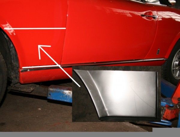 Kotflügel Reparatur-Blech vorne links Fiat 124 Spider