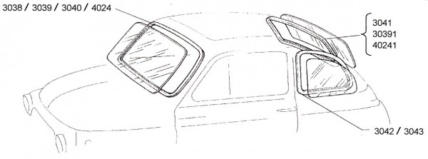 Seitenfenstergummi hinten links Fiat 500 F / L / R