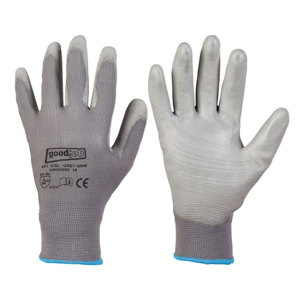 Handschuhe Goodjob® Grey Grip, Feinstrickhandschuhe Farbe grau Gr. 11 - XXL