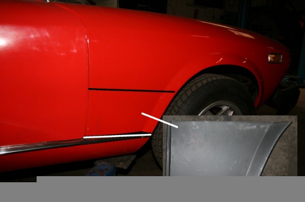 Kotflügel Reparatur Blech vorne rechts Fiat 124 Spider
