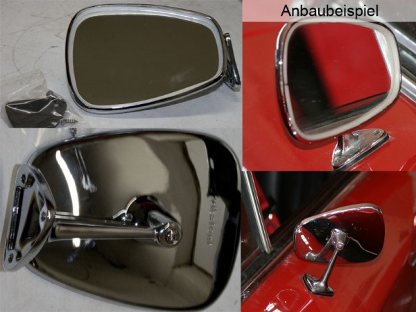 Vitaloni Spiegel Außenspiegel Dreiecksfuß Fiat 124 Spider AS BS CS, 124 Coupe AC BC CC